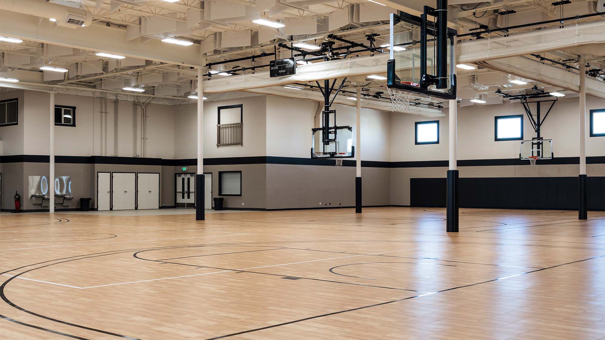 Indoor multiple basketball court facility