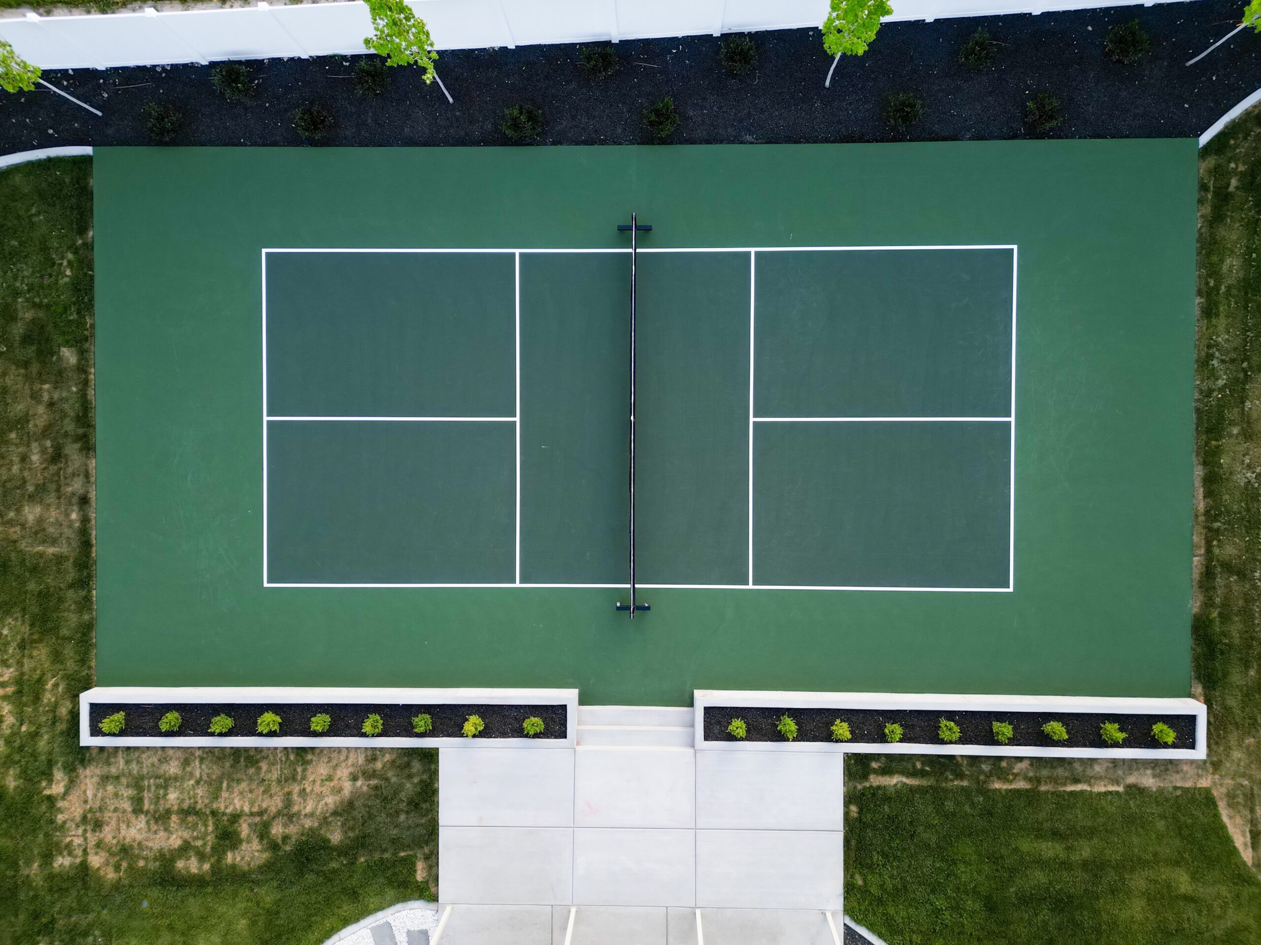 overhead view of a pickleball court